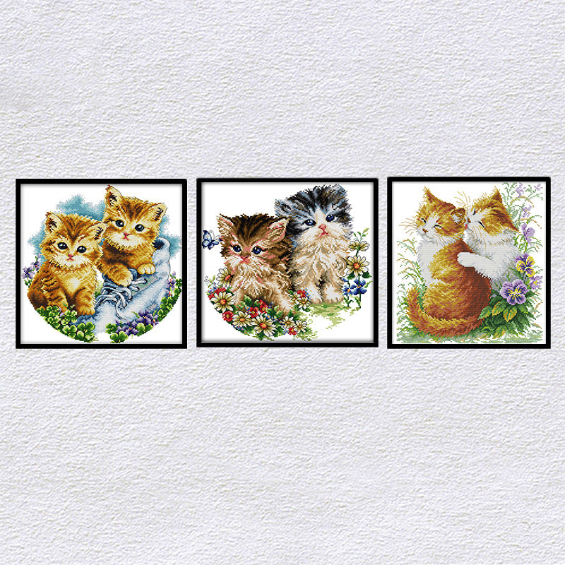 Cartoon couple cat cross stitch