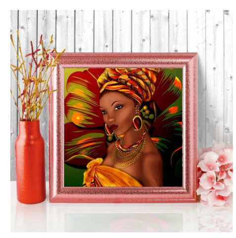 African Woman Diamond Painting Mosaic Portrait Wall Art